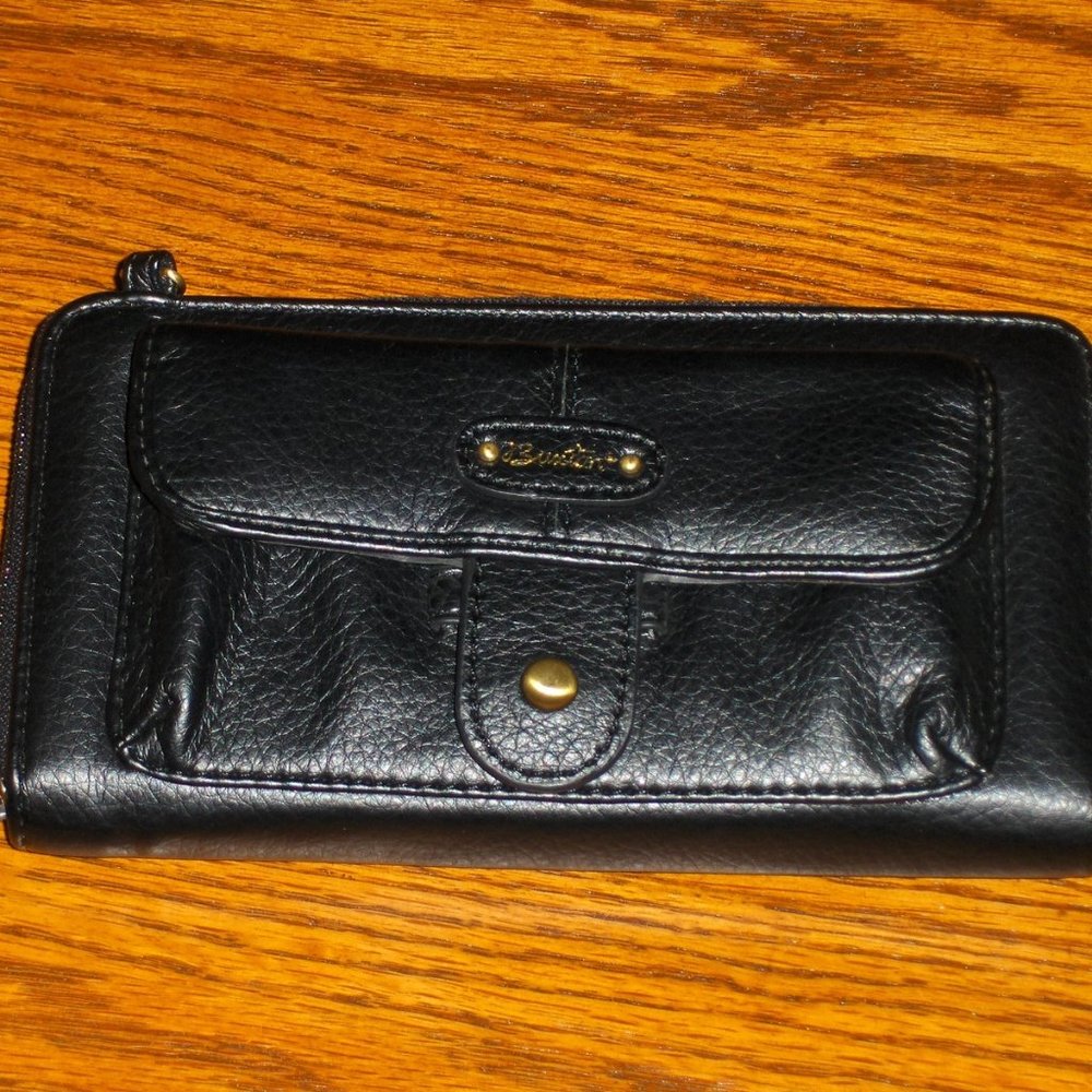 Buxton Organizer Purse Clutch Wallet Tote Bag Black Leather BOTTOM DOLLAR SALE!!